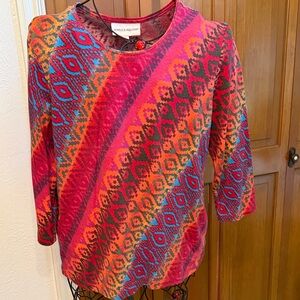 🚨🚨🚨BOGOHO 🚨🚨🚨Rebecca Malone Women's Red and Blue Geometric Long Sleeve Top-large